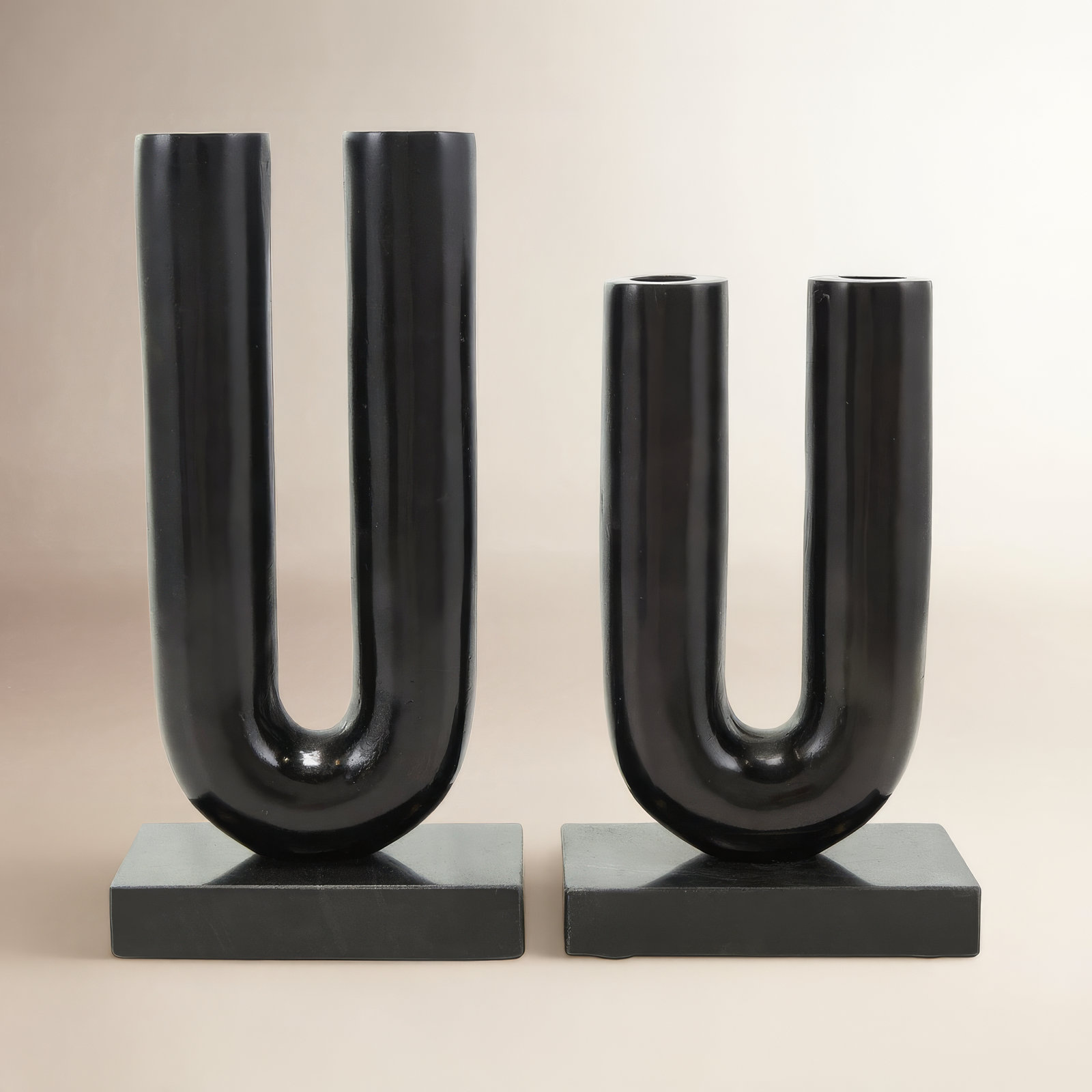 Newfields Genuine Marble Candlestick Holder, Black
