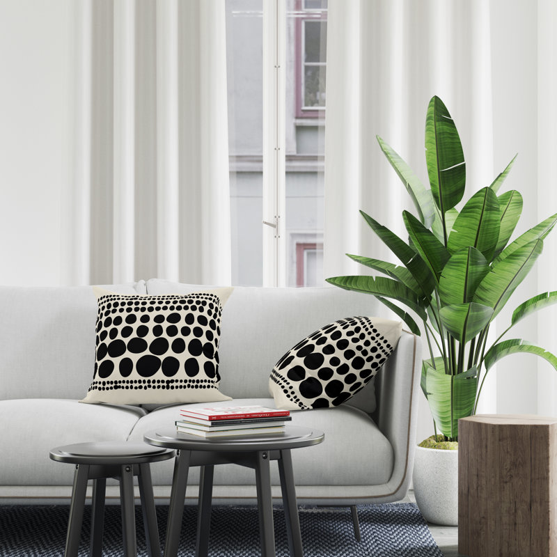 Jeté carré intérieur / extérieur en polyester Ikom, L 17 po x H 17 po, Noir