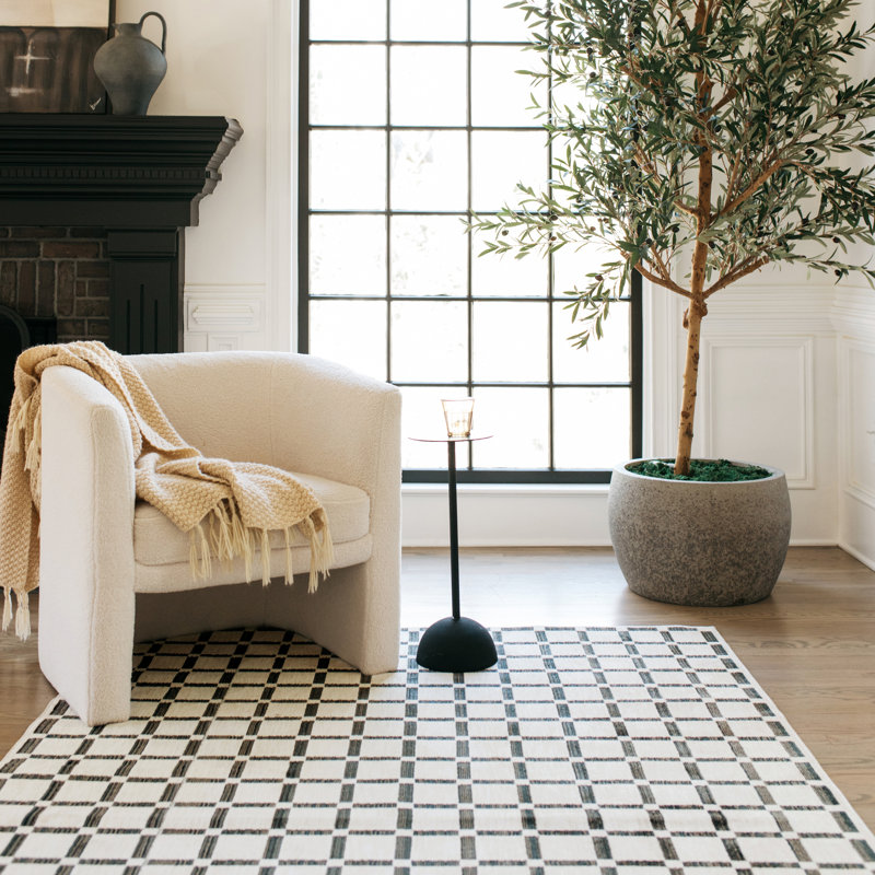 Tapis beige / noir Harlow, Rectangle 9 pi 10 po x 12 pi 10 po