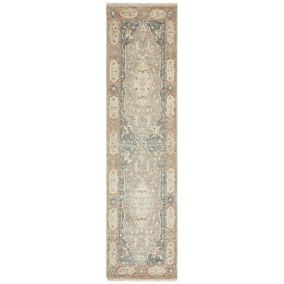 Chatrice Hand-Knotted Grey/Rust/Beige Wool Area Rug