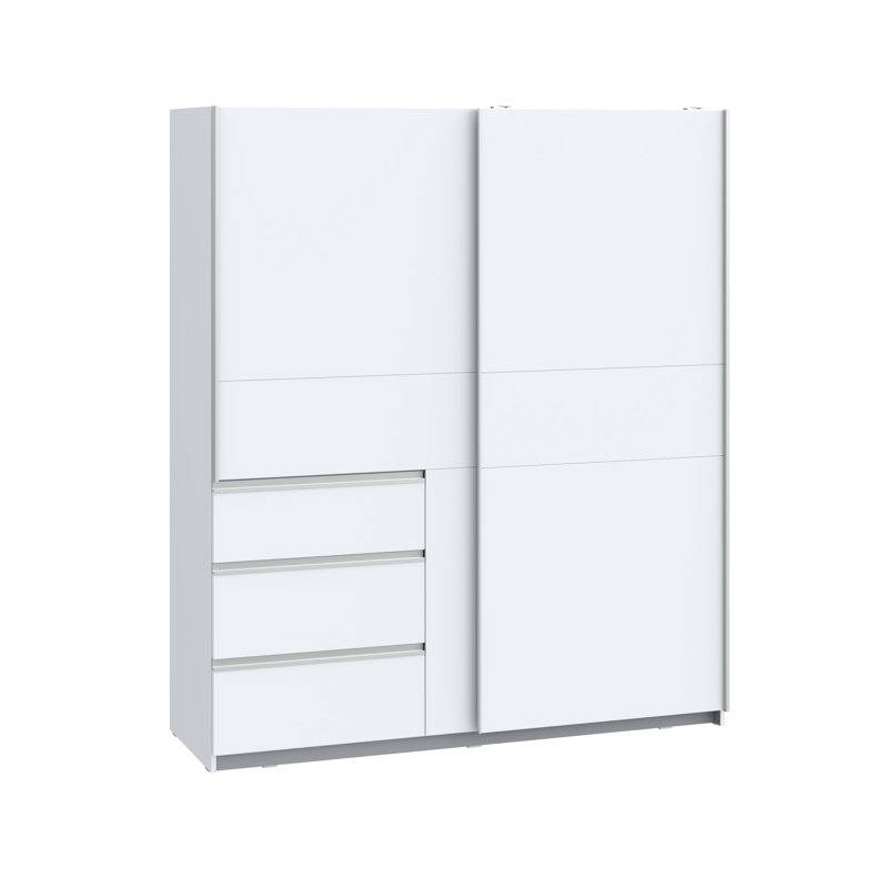 Kavalli 2 Door Sliding Wardrobe, 200,5 cm H x 170,3 cm W x 61,2 cm D, White