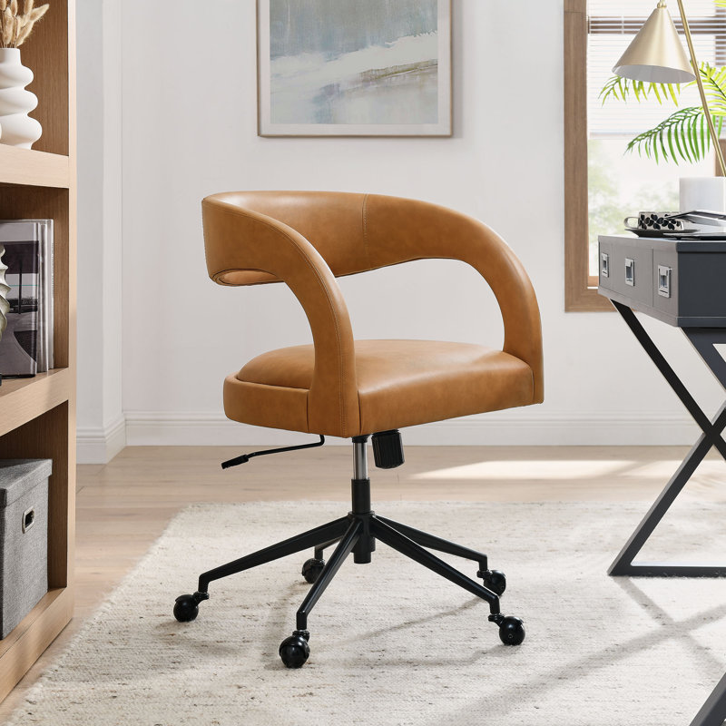 Chaise de bureau en cuir Pinnacle, Tanné