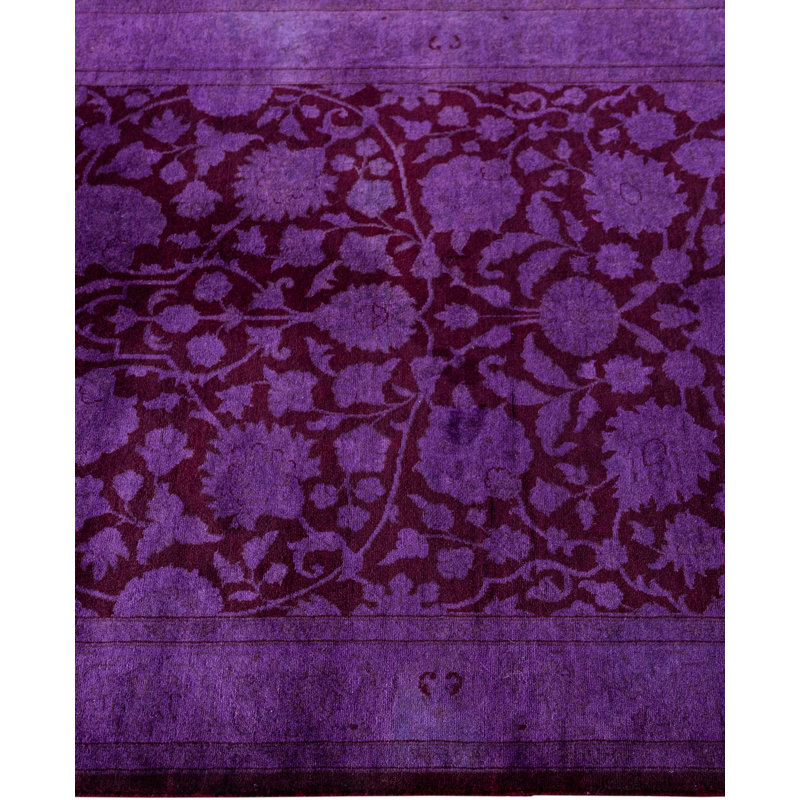 Overdyed Hand-Knotted Wool Modern-Contemporary Purple Area Rug 3' 2" x 5' 3"