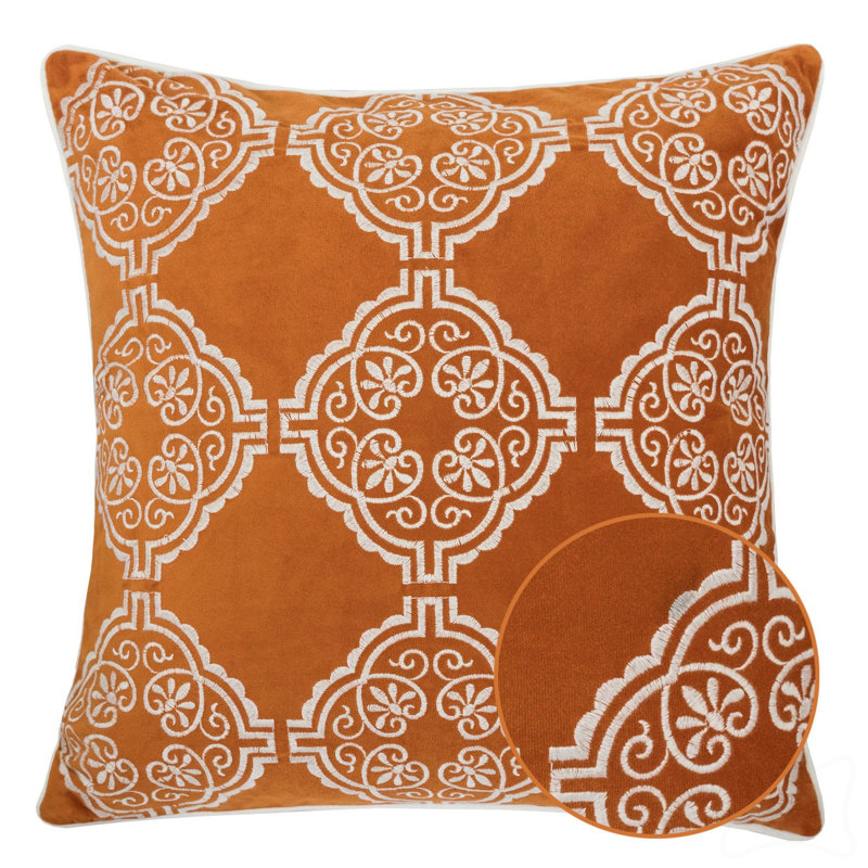 Damask Embroidered Throw Pillow