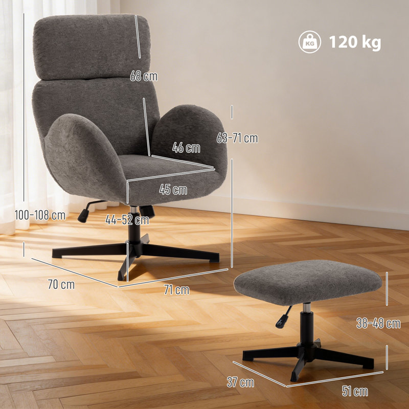 Upholstered Swivel Accent Chair, Grey