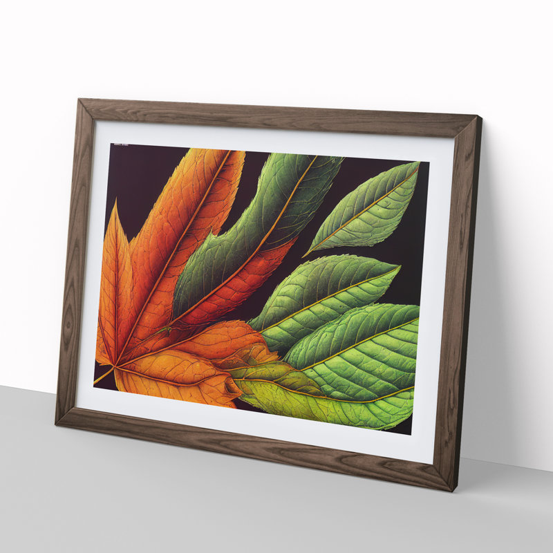 Extravagant Leaf - Single Picture Frame Print, 34cm H x 46cm W x 2cm D, Walnut