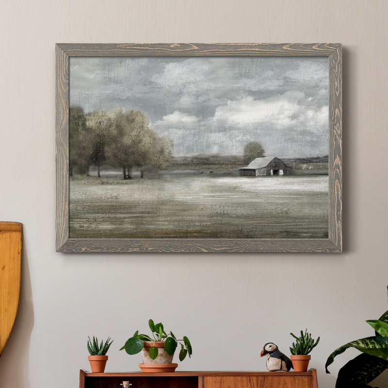 Country Quiet - Peinture sur toile encadrée, H 37,5 po x l 27,5 po x P 1,5 po, Gris