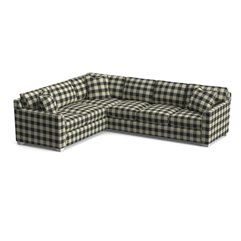 Frye L-Sectional, Right Hand Facing, Black Buffalo Check; 0120-81, Frost White
