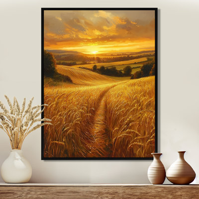Countryside Golden Fields At Sunset I - Countryside Canvas Print