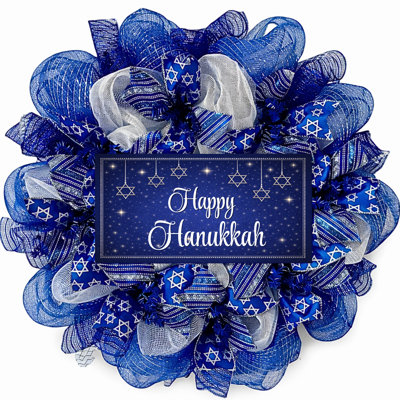 Happy Hanukkah Wreath with Star of David