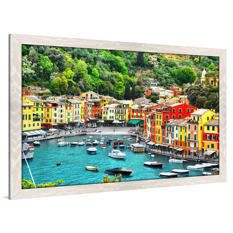 «Hidden Mediterranean Paradise», reproduction de photo encadrée, H 21,5 po x l 27,5 po x P 0,75 po, Cadre crème délavé