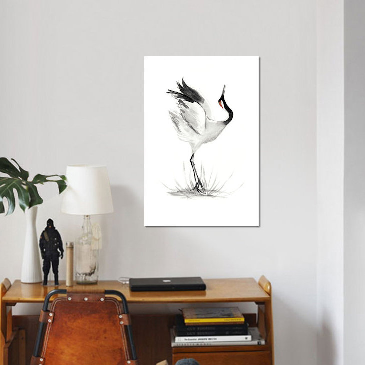 « japanese grues i », impression sur toile, H 18 po x l 12 po x P 1,5 po, Toile tendue, Pas de tapis