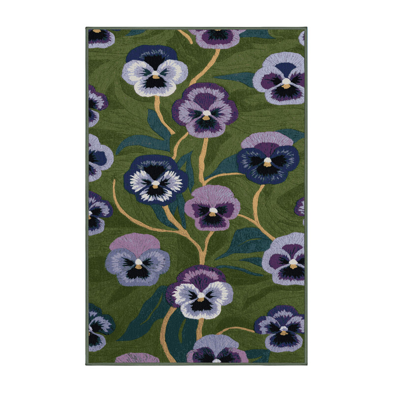 Tapis vert botanique lavable à la machine, Rectangulaire 8 pi x 12 pi