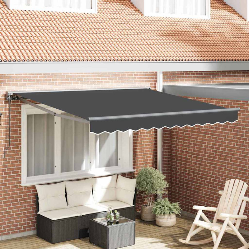 Brayden Studio Retractable Door / Window Awning, Anthracite/Anthracite, 300 cm W x 250 cm D