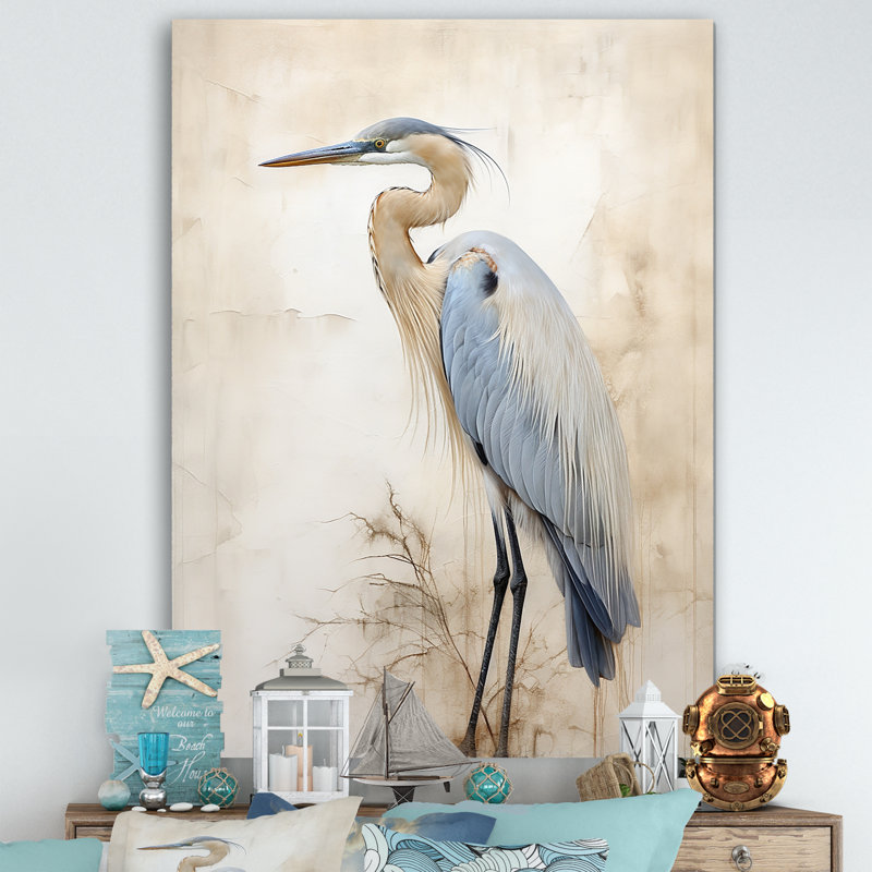 «Majestic Blue Heron Horizon II», art mural héron, H 40 po x l 30 po x P 1,5 po, Toile tendue