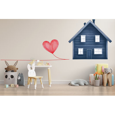 Décalcomanie murale Home Heart, autocollant mural Love Home, décalcomanie murale maison minimaliste, décalque d'art mural famille, décoration intérieure moderne, 503Mv