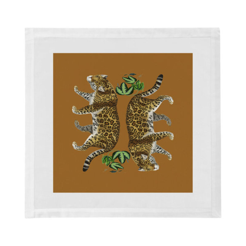 Leopard Seeing Double Cotton Blend Square Napkins, Safri