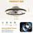 20-Inch Black Smart Ceiling Fan Light With Silent Function, Multi-Speed Adjustment For Bedroom, Study Room, And Dining Room-434539325