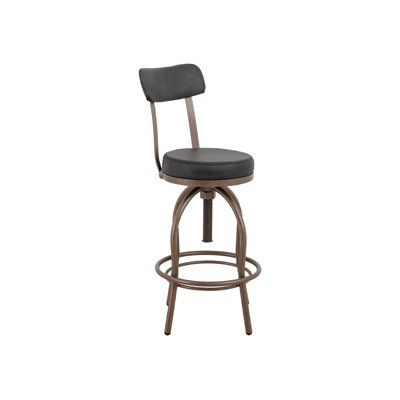 Upholstered Adjustable 24-30" Swivel Iron Base Barstool