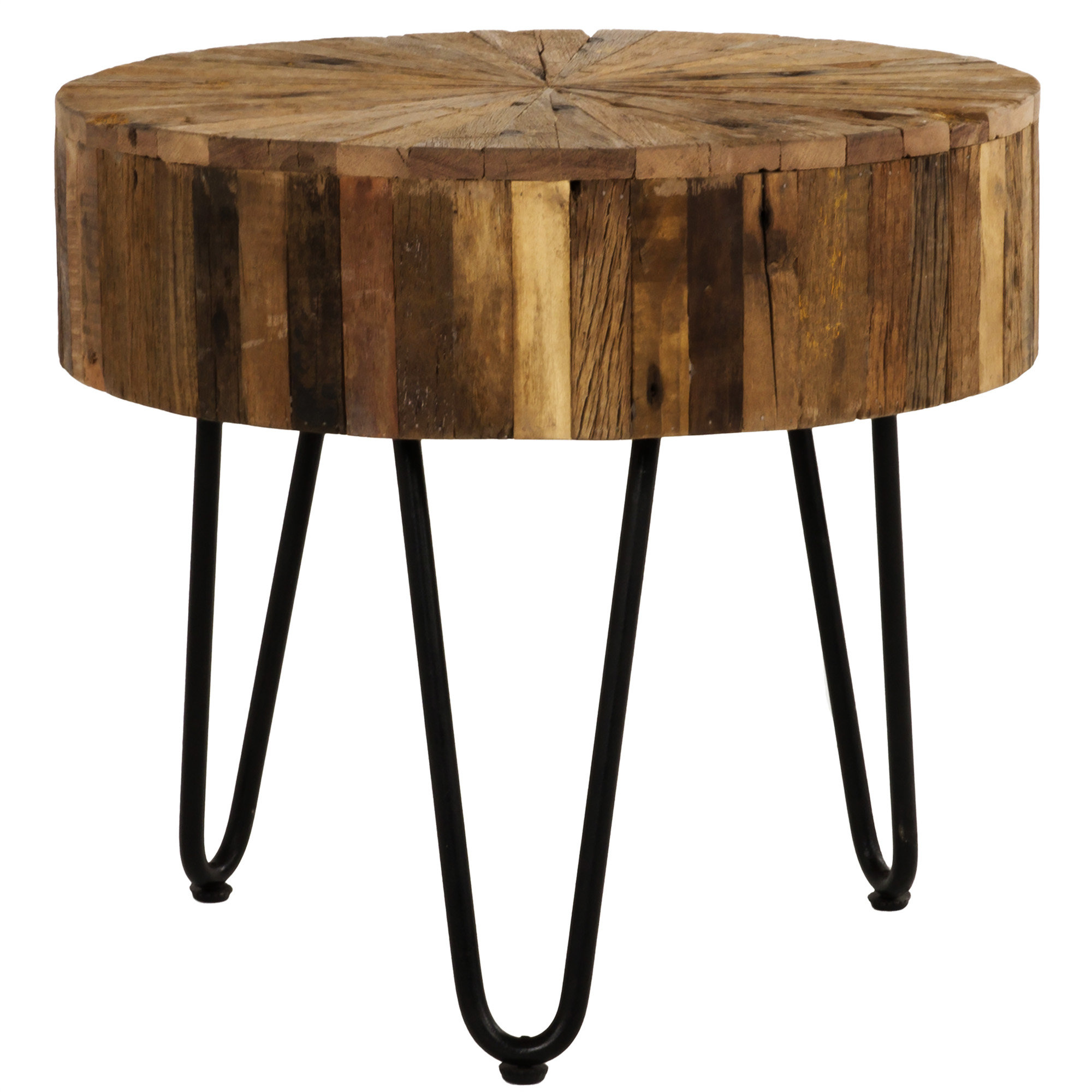 Dakota Fields Contemporary 22 In. Round Reclaimed Wood Accent End Table ...