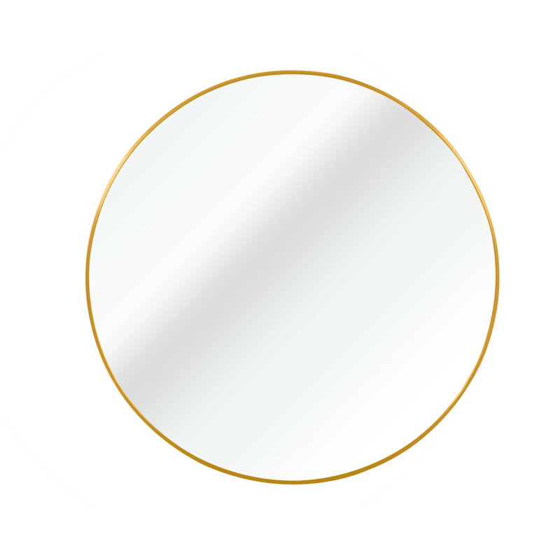 Miroir mural en métal et verre rond Bathrrom HD, 20 po x 20 po, Or, Rond