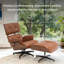 Chaise longue de style Mid-Century avec repose-pieds, cuir fleur haut de gamme, conception moderne de chaise de bureau, support de base robuste pour bureau d'étude de salon-1466650431