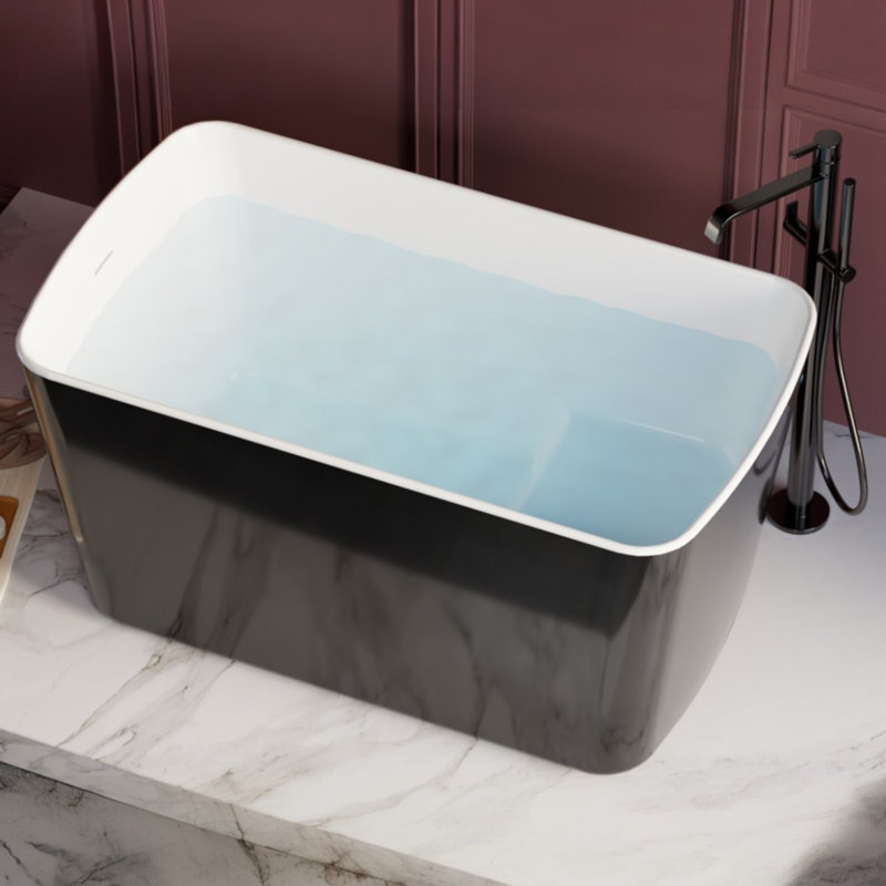 Petite baignoire autoportante en acrylique avec siège pour petits espaces L 49 po x l 28 po