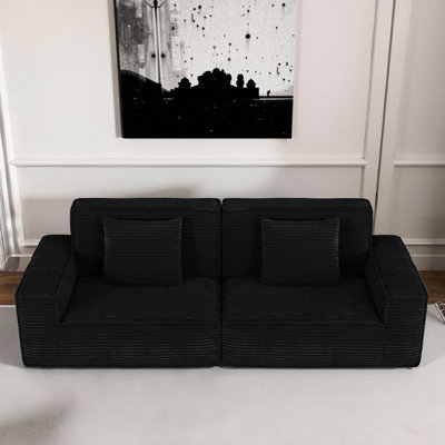 Modern 106.3 Inch With Black Microfiber Upholstery, 3 - Seat, Soft Seat Plushness, Cushion Back, Ideal For Bedroom Retreat Escape