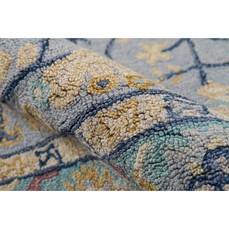 Tapis bleu en laine touffeté à la main Adrien, Rectangle 2 pi x 3 pi