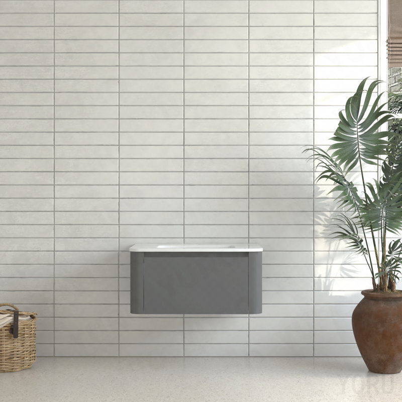 Armoire de salle de bain murale avec lavabo flottant 30 po avec lavabo intégré en céramique blanche