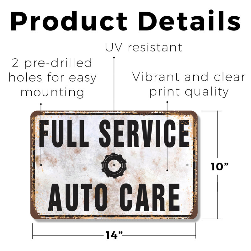 Enseigne en plastique à service complet 10 "x 14", H 10 po x l 14 po x P 0,1 po