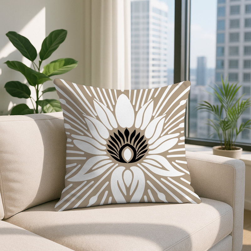 Oreiller carré réversible Carla, Carré 15 po, Beige