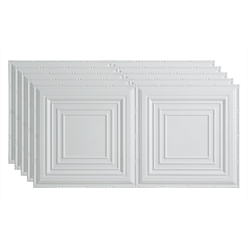 Panneau de plafond décoratif en vinyle 3 pi x 4 pi FASÄDE, Blanc lustré