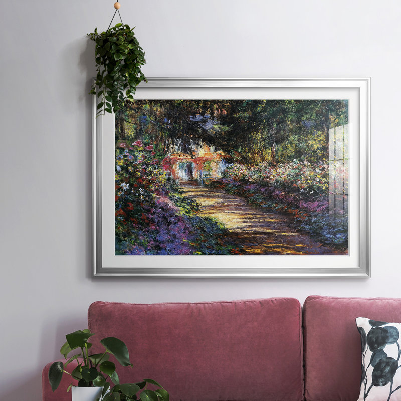 Sentier dans le jardin de Monet à Giverny, 1901, reproduction d'art sur papier, Argent, H 27 po x l 39 po x P 1,5 po