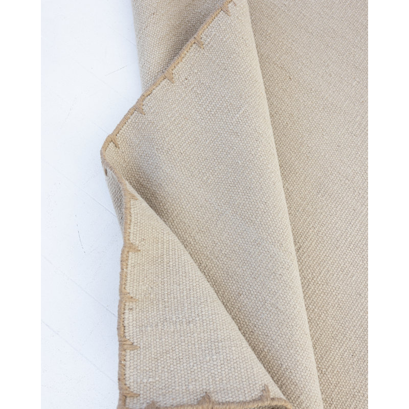 Sag Harbor Flatweave Wool Dhurrie Rug, Rectangle 9' x 12', Tan