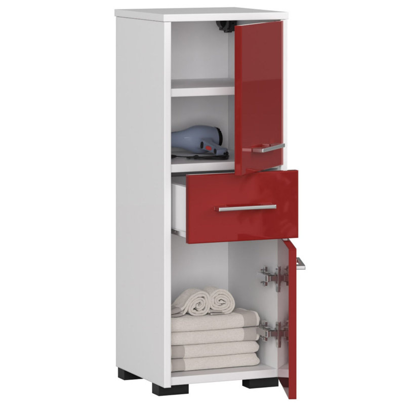 Emily-Jayne Bathroom Cabinet, White/Red Gloss