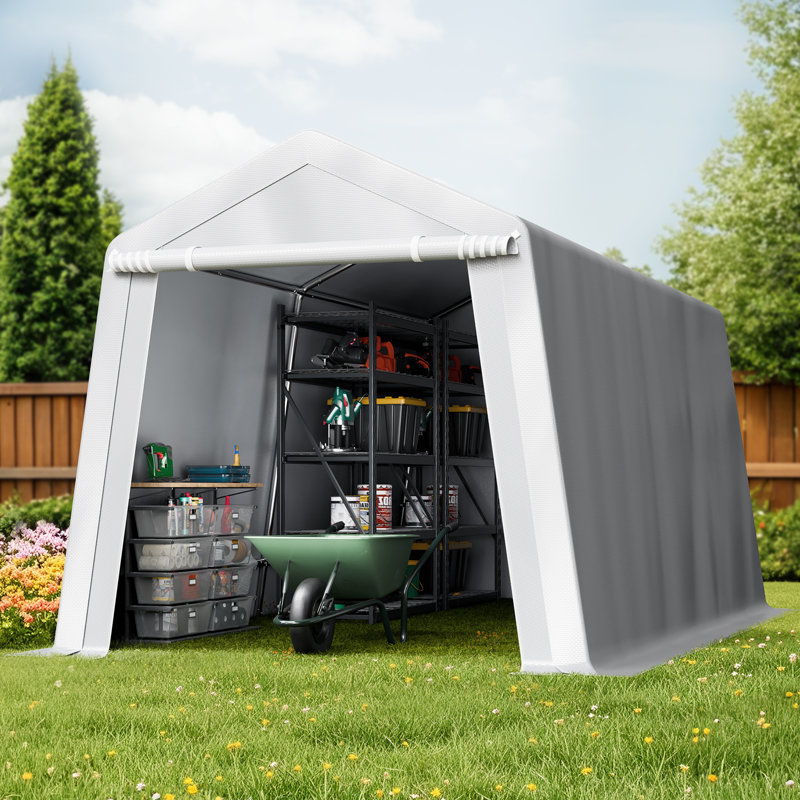 Abri de rangement extérieur, Gris, H 90 po x l 96 po x P 168 po