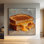 Très grand art mural imprimé sur tissu - Gros plan de sandwich au fromage grillé Melty pour le salon ou la chambre à coucher - «Assemblage requis du cadre (cadre non fini)»
