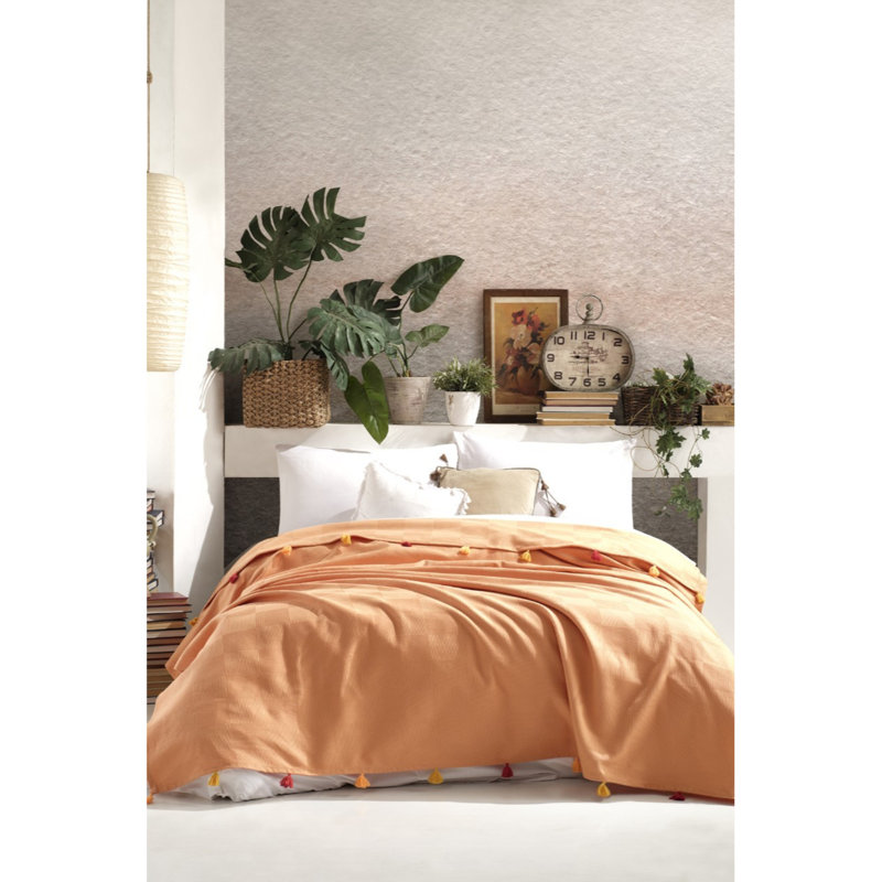 Couvre-lit / couvre-lit 100% coton Naydine, Orange