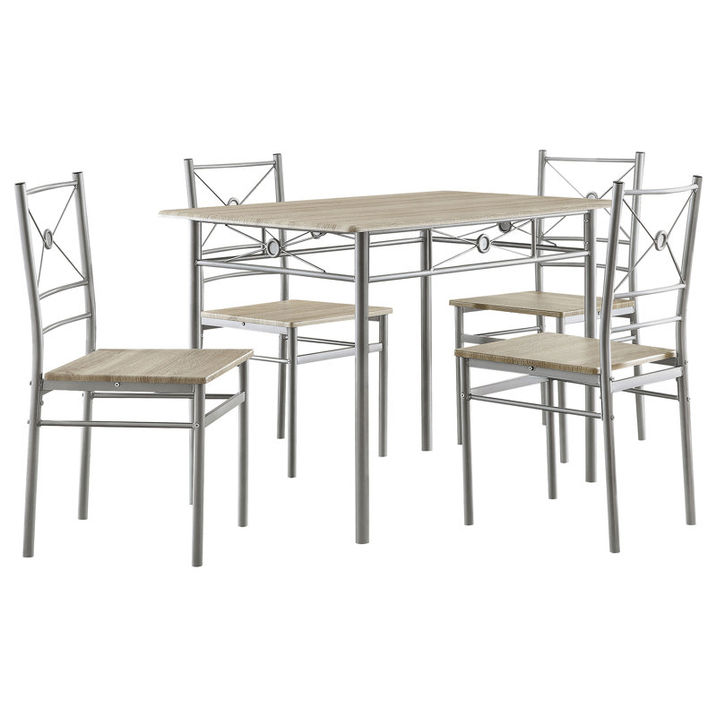 Ensemble de table de salle à manger 5 pièces Anna Bronze foncé, Beige/Argenté