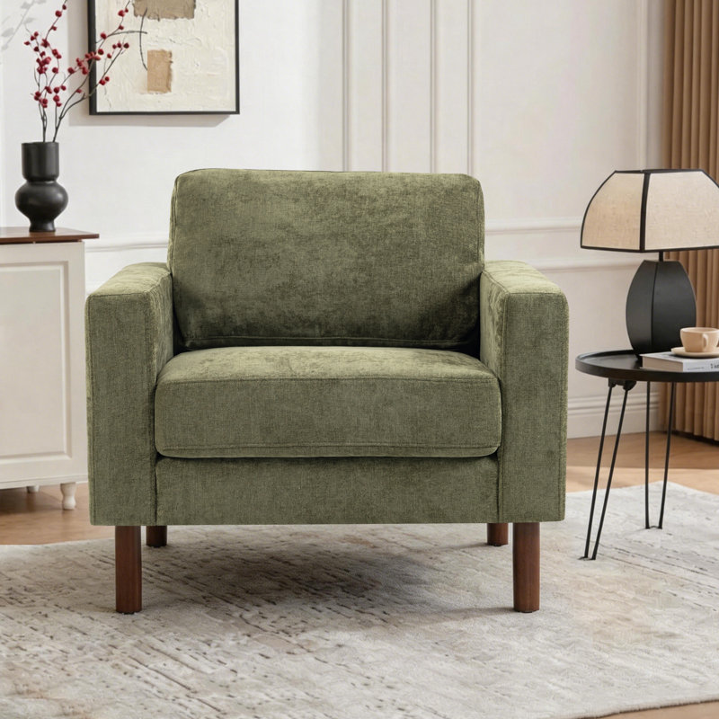 Cole Upholstered Accent Chair, Green Polyester