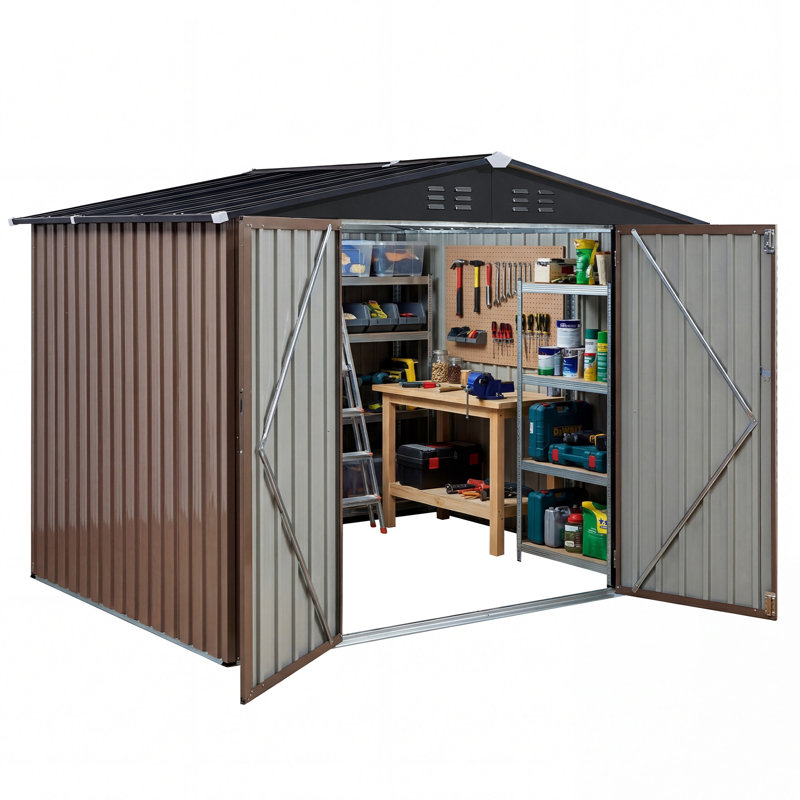 8 ft. W x 6 ft. D Metal Storage Shed with Metal Base Frame Kit