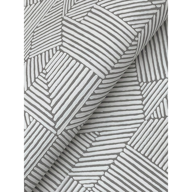 Crescendo Dark Grey Block Geometric Wallpaper, Gray