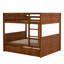 Lit double superposé au-dessus d'un lit gigogne simple, noyer - Lit gigogne coulissant de style moderne-30964576