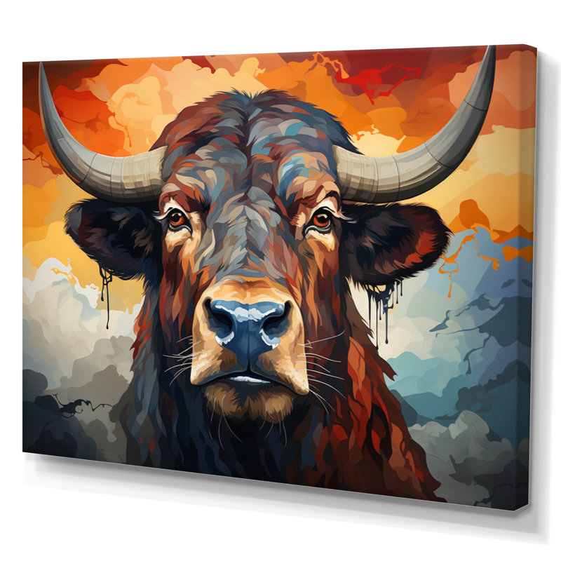 Buffalo Majestic Bison, impression géométrique sur toile, H 44 po x l 34 po x P 1,5 po