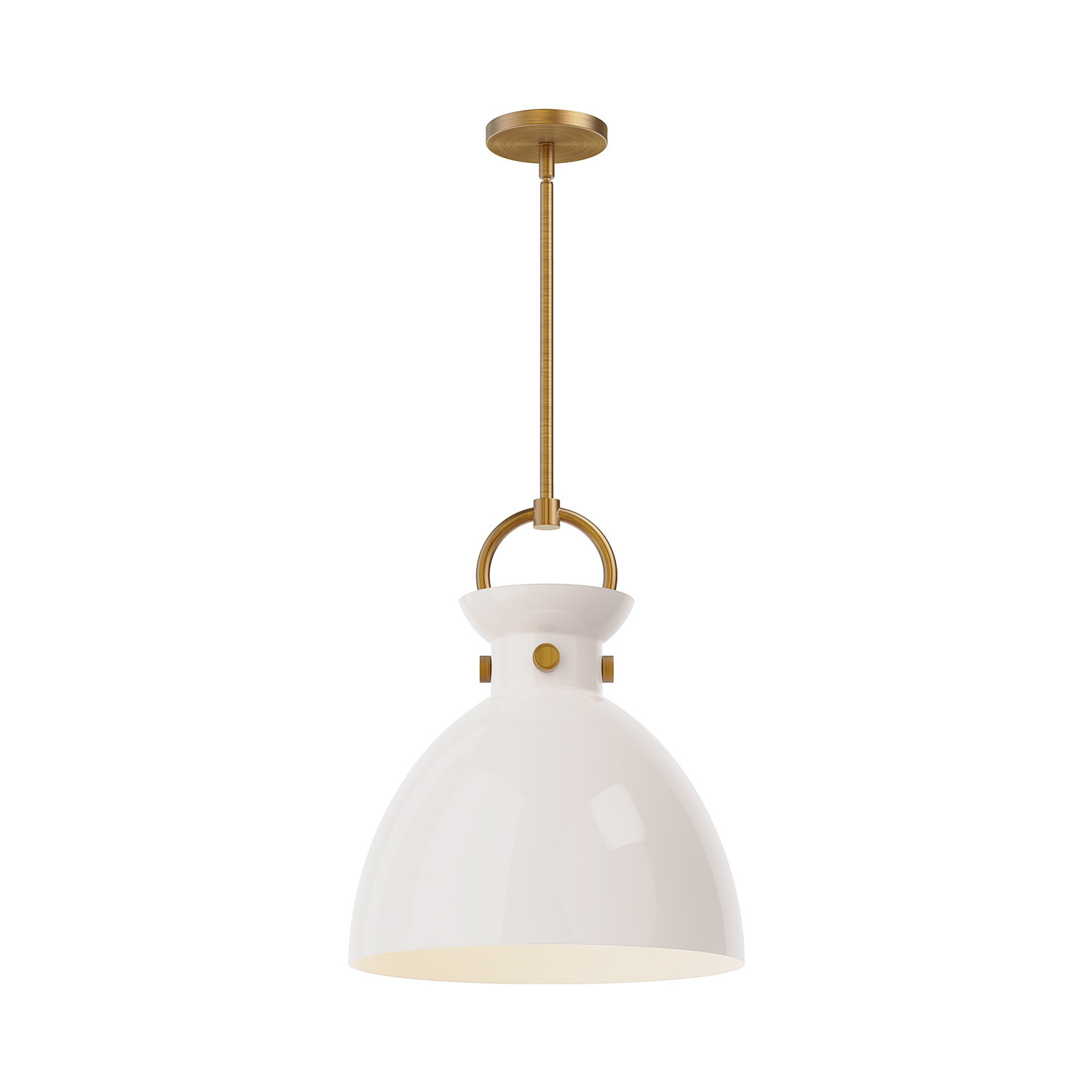 Tinka Single Light Glass Steel Pendant, Aged Gold, 17.13" H x 14" W x 14" D