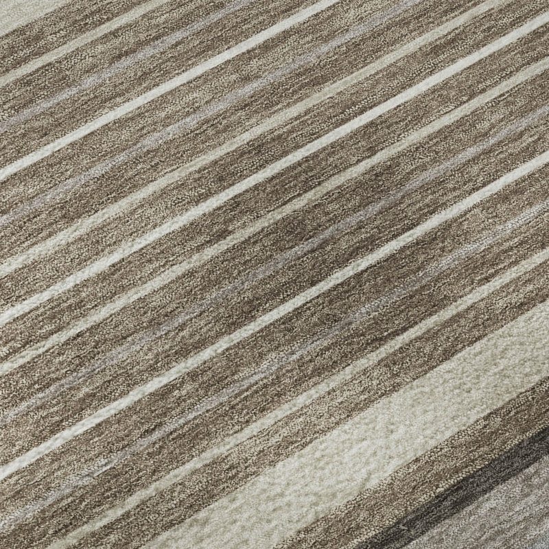 Tapis de qualité supérieure lavable à la machine Mayfield AMF2330, Taupe, Rond 8 pi