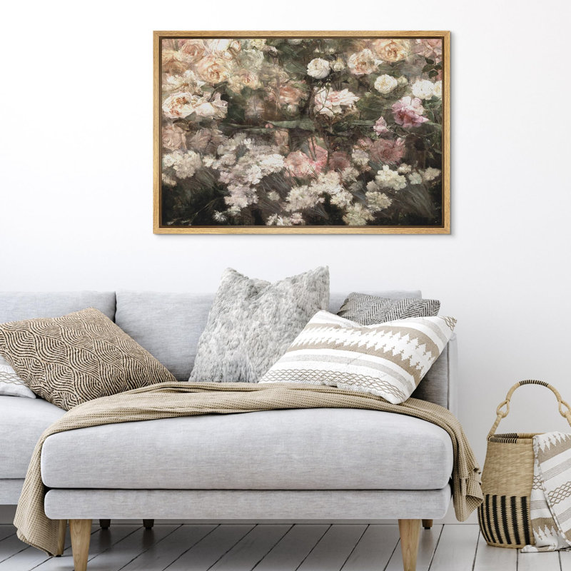 Tranquil Rose Garden Shabby Elegance Floral Floral Rustic French Country, Naturel, H 36 po x l 24 po