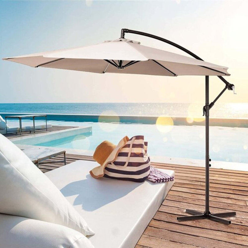 Parasol en porte-à-faux hexagonal 10 pi x 10 pi Jaquarius, Kaki