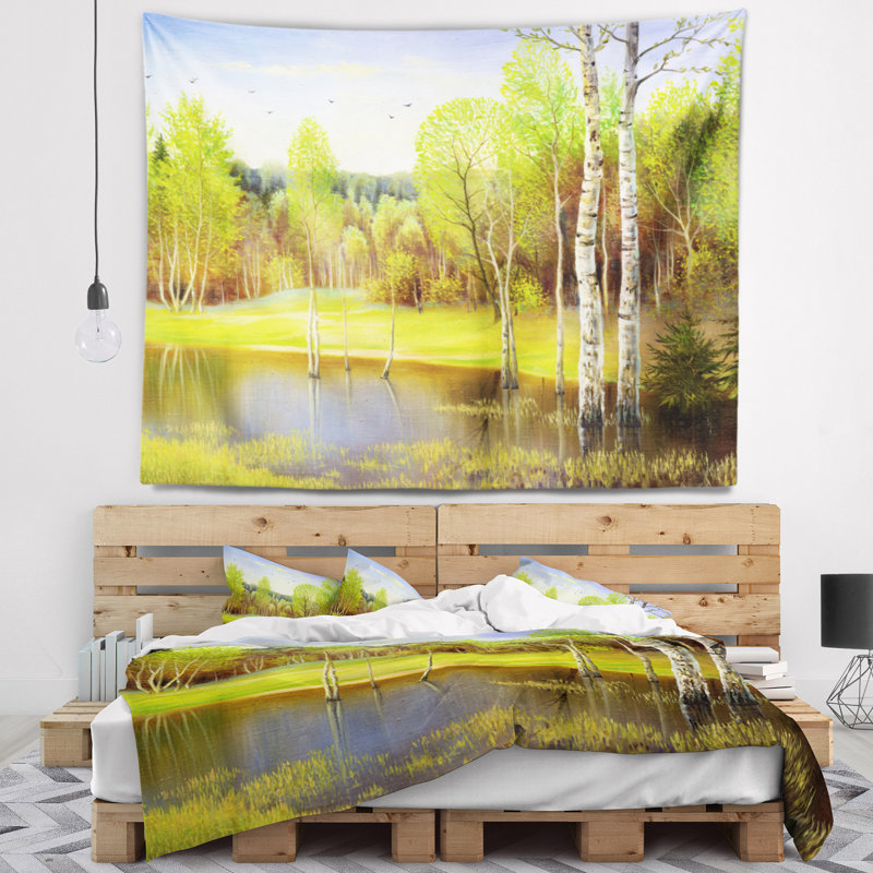 Tapisserie d'automne vert clair, H 32 po x l 39 po